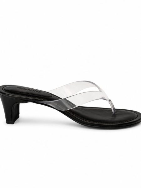 Tamanco Salto Kitten Heels Isis Tira Vinil Preto