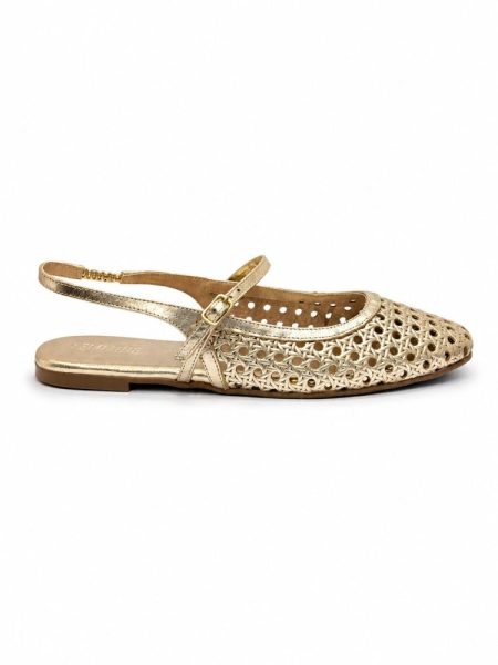 Sapatilha Slingback Feminina Couro Nara Dourada