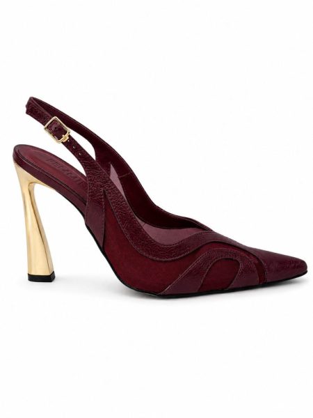 SLINGABACK SALTO FINO CABEDAL TELA Rihanna MARSALA